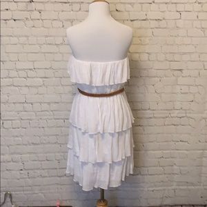 by & by Dresses - White Strapless Ruffled Dress by & by Dresses - White Strapless Ruffled Dress